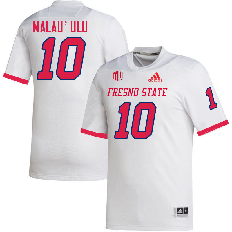 Men #10 Jordan Malau'ulu Fresno State Bulldogs College Football Jerseys Stitched-White
